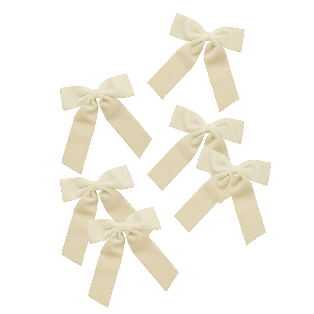 Cream Velvet Bow Clip Decorations x 6 | Hootyballoo Christmas Bows christmas decorations Cream Velvet Bow Clip Decorations x 6