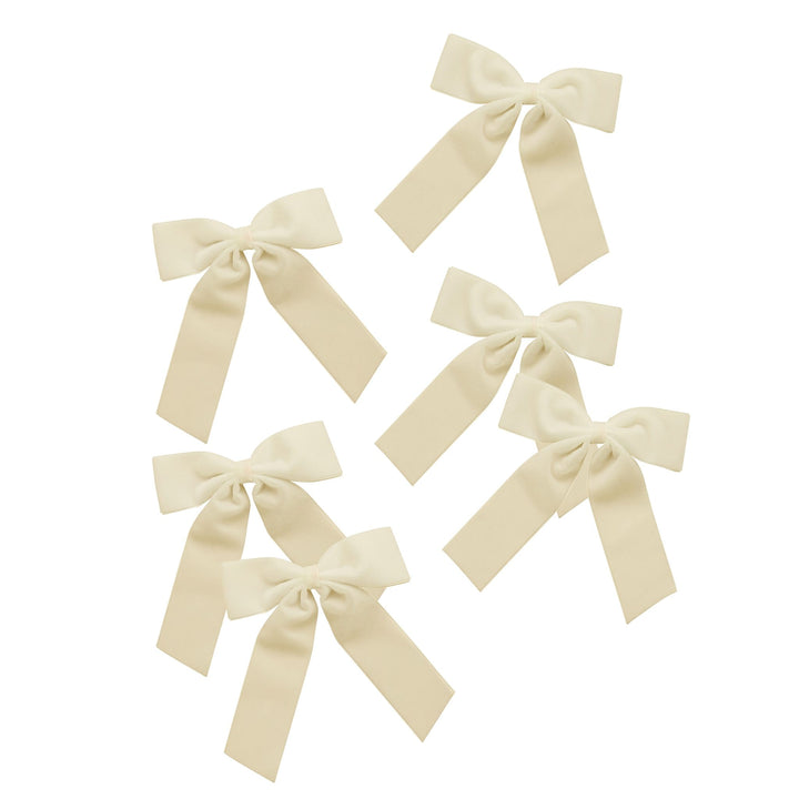 Cream Velvet Bow Clip Decorations x 6 | Hootyballoo Christmas Bows christmas decorations Cream Velvet Bow Clip Decorations x 6