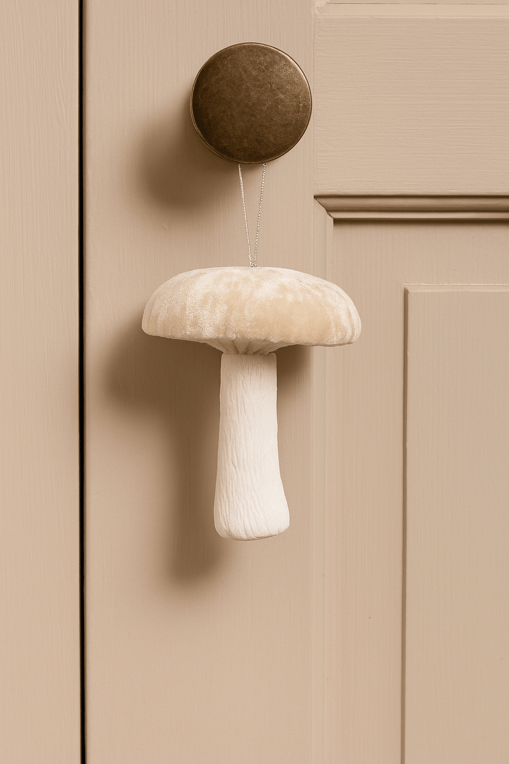 Cream Velvet Hanging Mushroom (12cm) ornament Cream Velvet Hanging Mushroom (12cm)