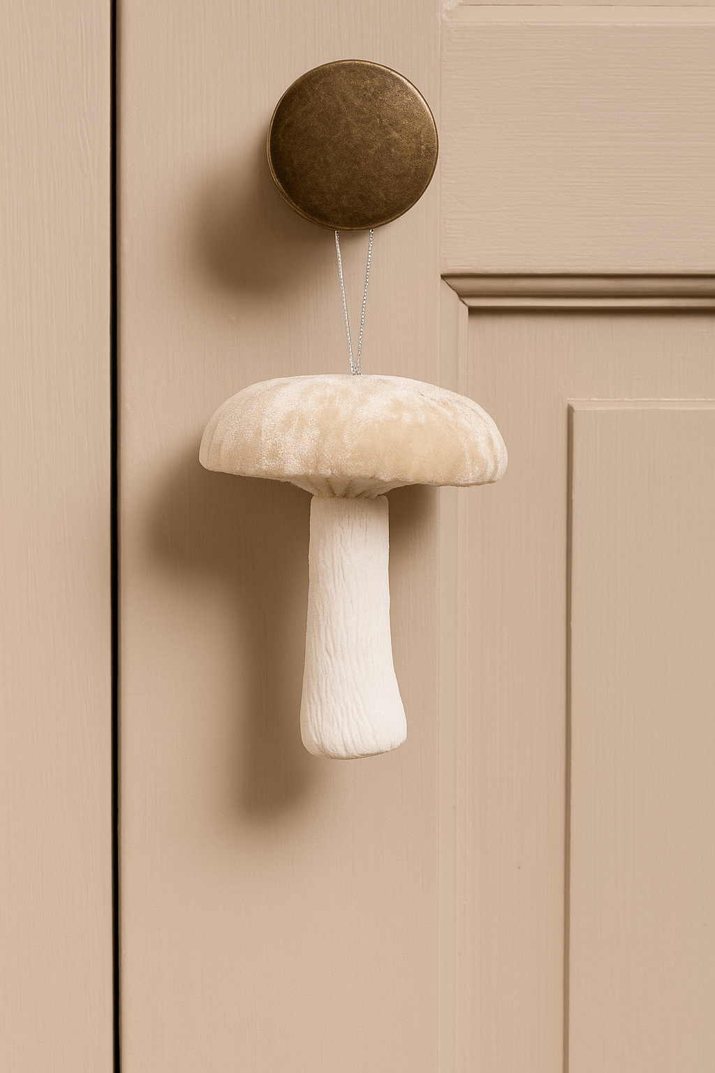 Cream Velvet Hanging Mushroom (12cm) ornament Cream Velvet Hanging Mushroom (12cm)