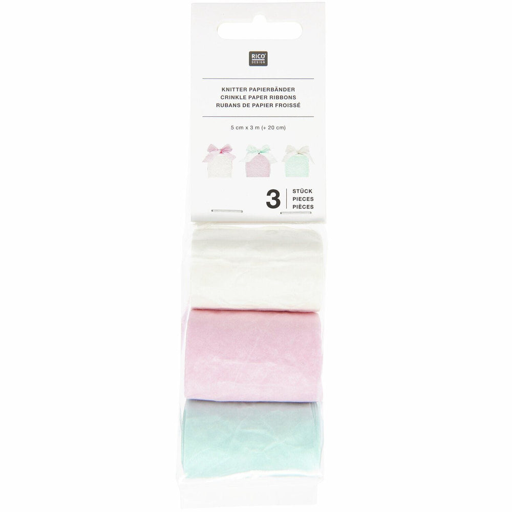 Crumpled Paper Streamer Set x 3 - Pastel Birthday Party streamers Crumpled Paper Streamer Set x 3