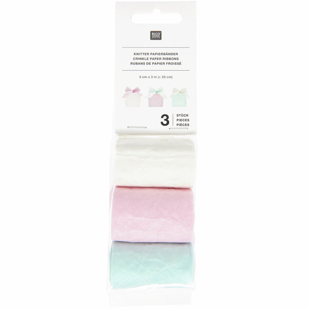 Crumpled Paper Streamer Set x 3 - Pastel Birthday Party streamers Crumpled Paper Streamer Set x 3