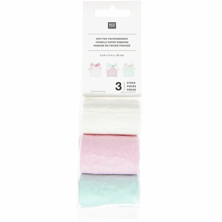 Crumpled Paper Streamer Set x 3 - Pastel Birthday Party streamers Crumpled Paper Streamer Set x 3