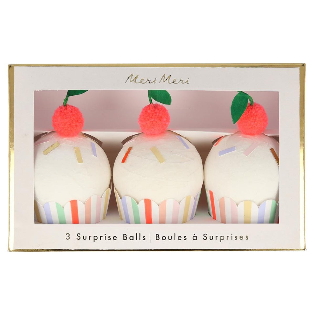 Cupcake Surprise Balls x 3 | Meri Meri Birthday Party Party Accessories Cupcake Surprise Balls x 3