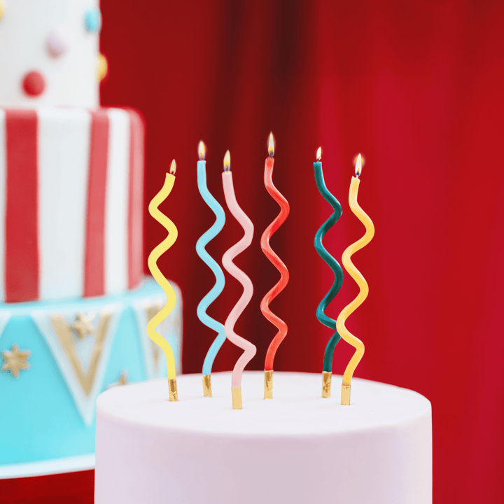 Curly Birthday Cake Candles x 12 - Rainbow Birthday Cake Candles Birthday Candles Curly Birthday Cake Candles x 12