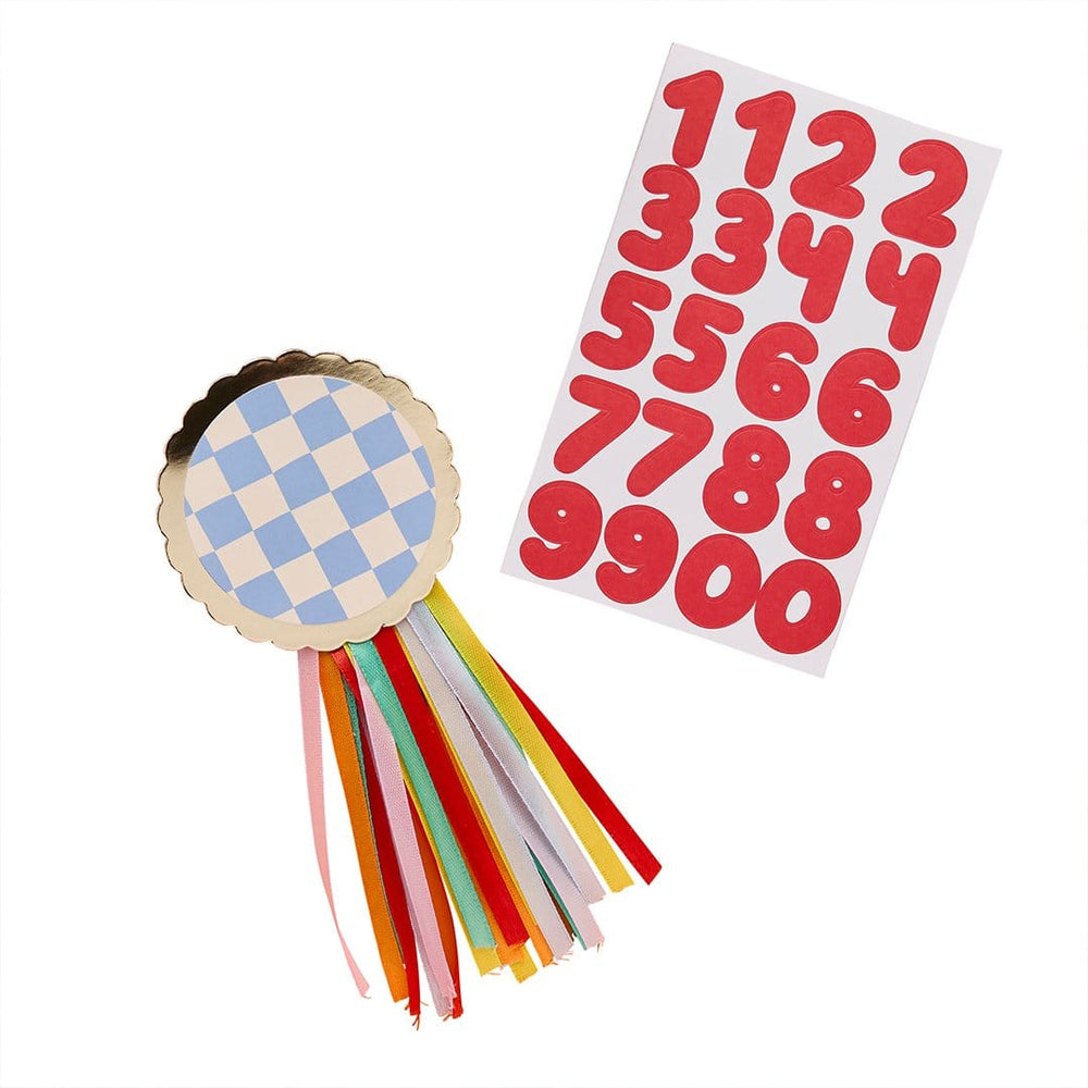 Customisable Birthday Badge with Rainbow Ribbons - Party Badges badge Colourful Customisable Birthday Badge