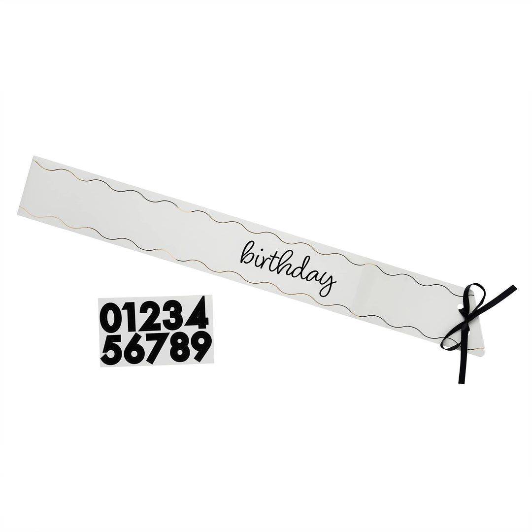 Customisable Black Bow Birthday Sash Sashes Customisable Black Bow Birthday Sash