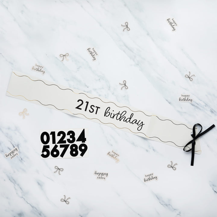 Customisable Black Bow Birthday Sash Sashes Customisable Black Bow Birthday Sash