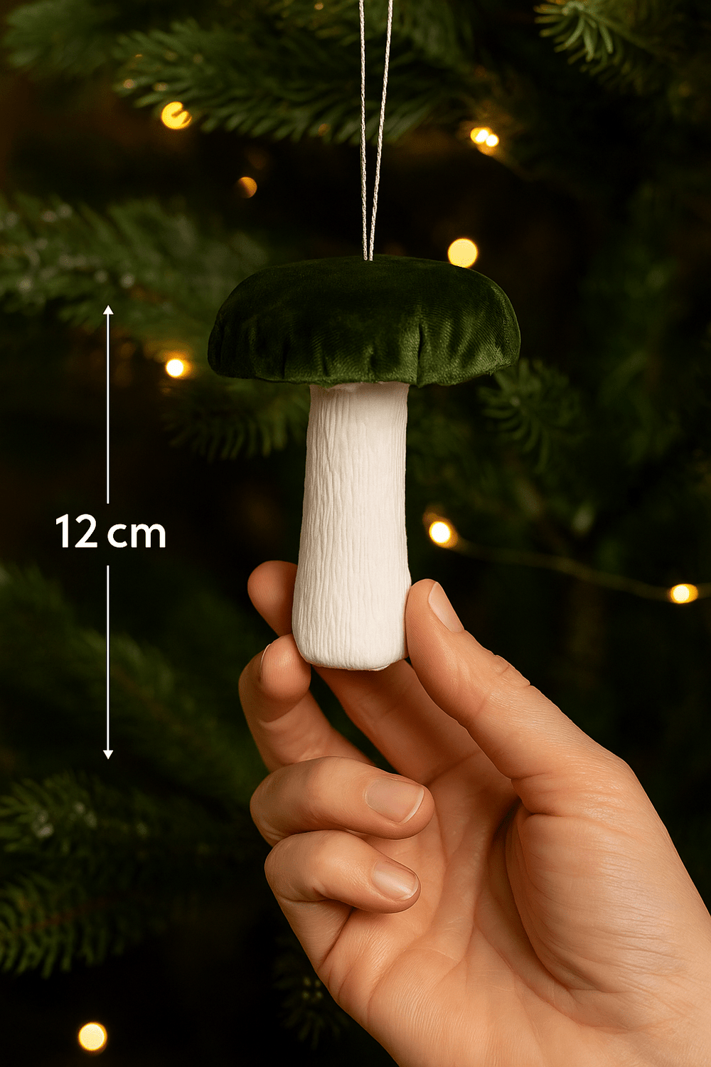 Dark Green Velvet Hanging Mushroom (12cm) ornament Dark Green Velvet Hanging Mushroom (12cm)