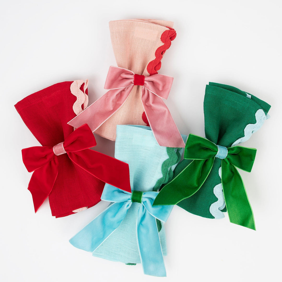 Decorative Velvet Christmas Bows x 4 | Meri Meri Christmas Bows Party Decorations Decorative Velvet Christmas Bows x 4