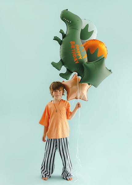 Dinosaur Happy Birthday Foil Balloon Bouquet Set x 5 - Dino Balloons Foil Balloon Dinosaur Happy Birthday Foil Balloon Bouquet Set x 5