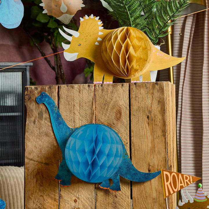 Dinosaur Honeycomb Decorations - Pack of 2 Bunting Dinosaur Honeycomb Decorations - Pack of 2