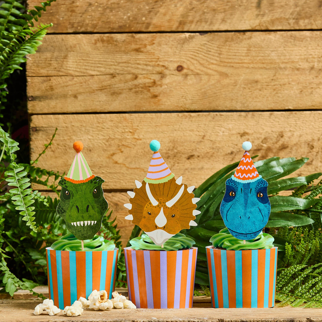 Dinosaur Party Food Picks & Cups Set - Pack of 12 Cake Topper Dinosaur Food Picks & Cups Set - Pack of 12