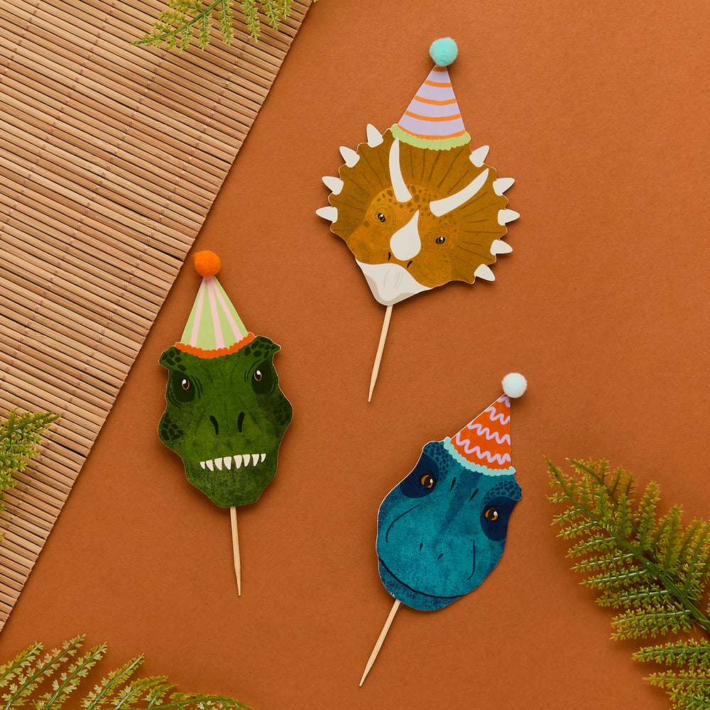 Dinosaur Party Food Picks & Cups Set - Pack of 12 Cake Topper Dinosaur Food Picks & Cups Set - Pack of 12