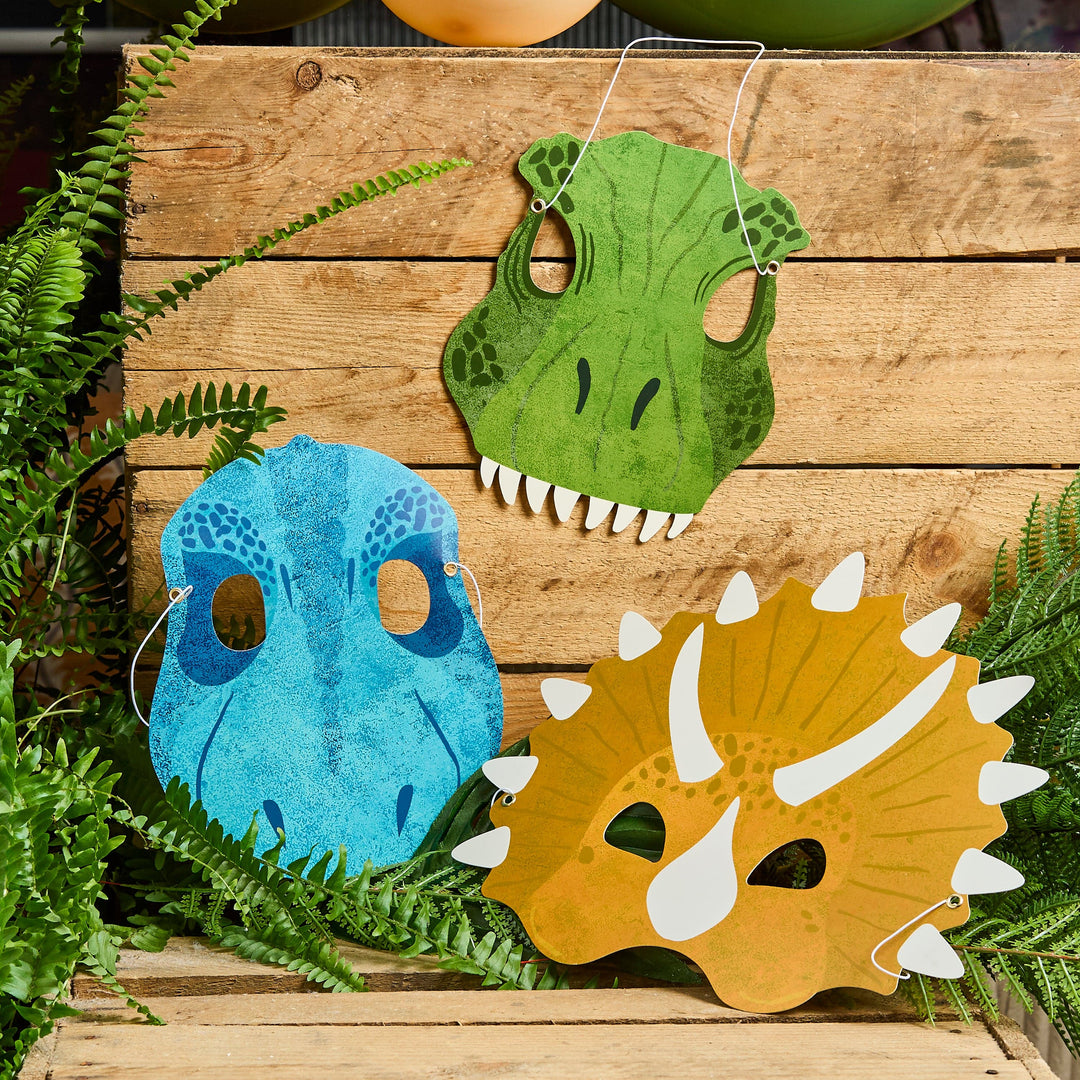 Dinosaur Party Masks - Pack of 6 Party Hats Dinosaur Party Masks - Pack of 6