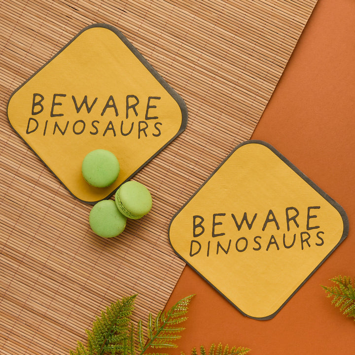 Dinosaur Party Napkins (pack of 16) - Dinosaur Party Supplies UK Paper Napkins Beware Dinosaur Party Napkins x 16