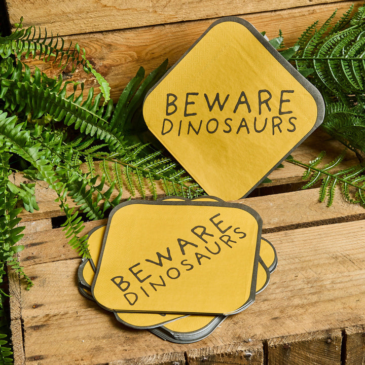 Dinosaur Party Napkins (pack of 16) - Dinosaur Party Supplies UK Paper Napkins Beware Dinosaur Party Napkins x 16
