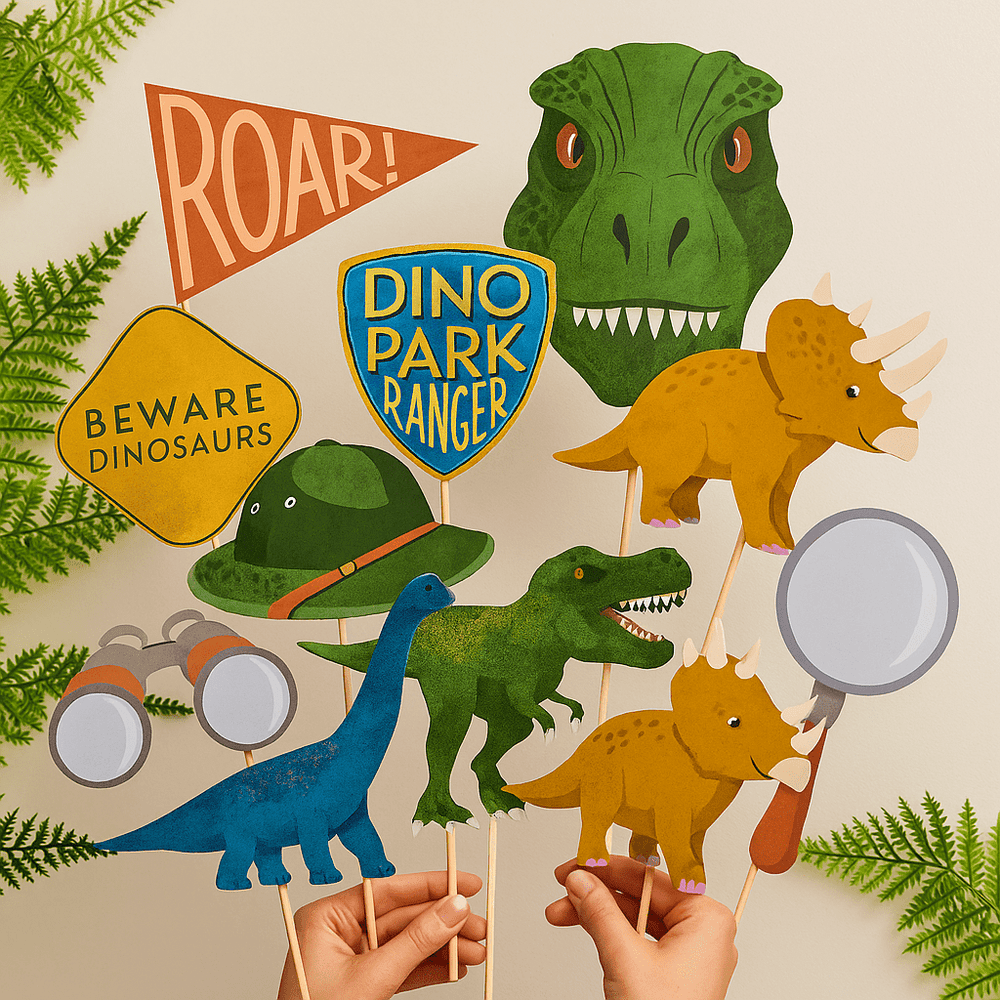 Dinosaur Party Photo Props - Pack of 10 prop Dinosaur Party Photo Props - Pack of 10