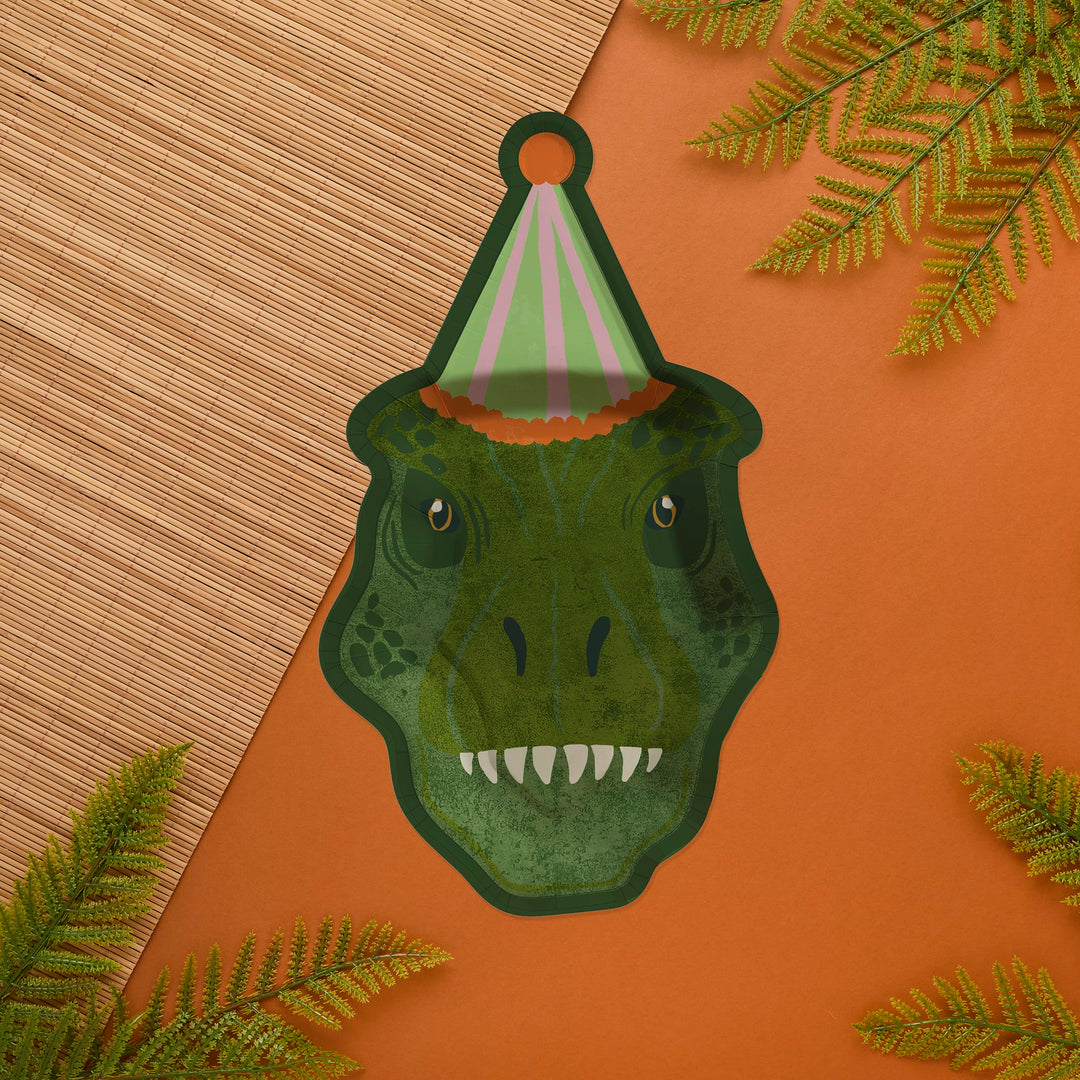 Dinosaur Party T-Rex Plates x 8 - Dinosaur Birthday Party Table Decorations Disposable Plates Dinosaur Party T-Rex Plates x 8