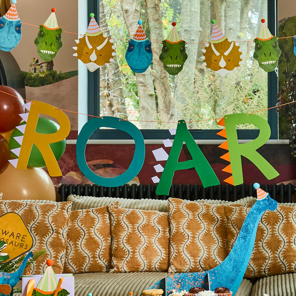Dinosaur ROAR Party Banner - 2m - Dinosaur Birthday Party Decorations Bunting Dinosaur ROAR Party Banner - 2m