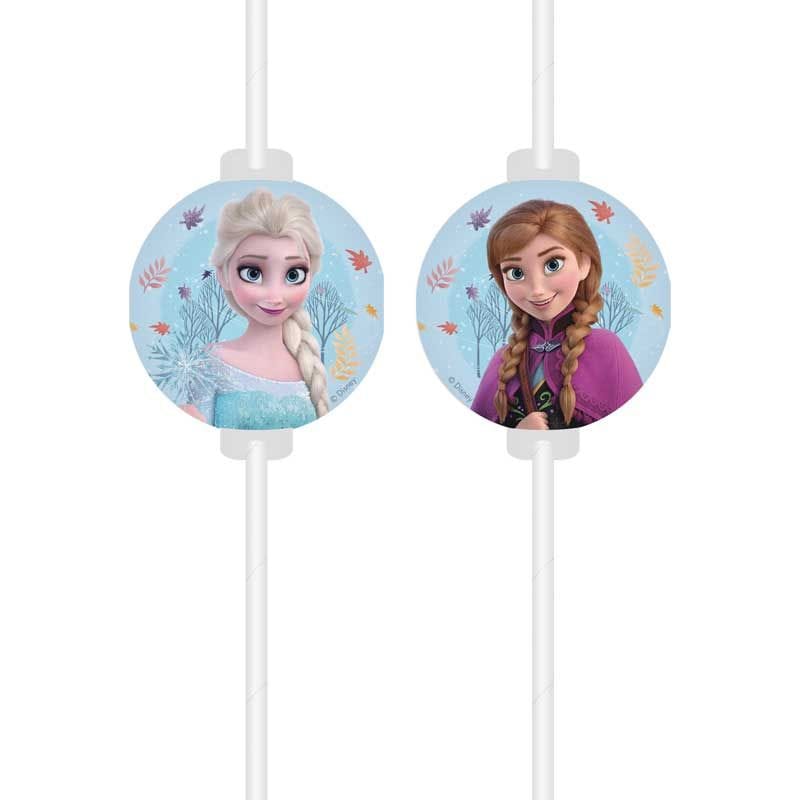 Disney Frozen Paper Straws x 4 - Elsa & Anna Medallion Drinking Straws & Stirrers Disney Frozen Paper Party Straws x 4