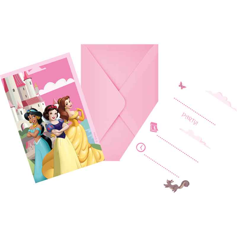 Disney Princess Party Invitations x 6 | Princess Party Supplies Invitations Disney Princess Party Invitations x 6