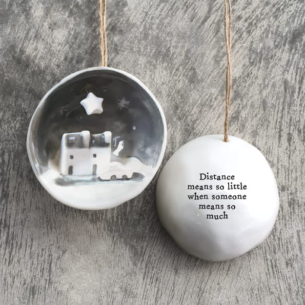 Distance Means Half Porcelain Bauble | East of India Bauble East of India Half Porcelain Bauble - Distance Means