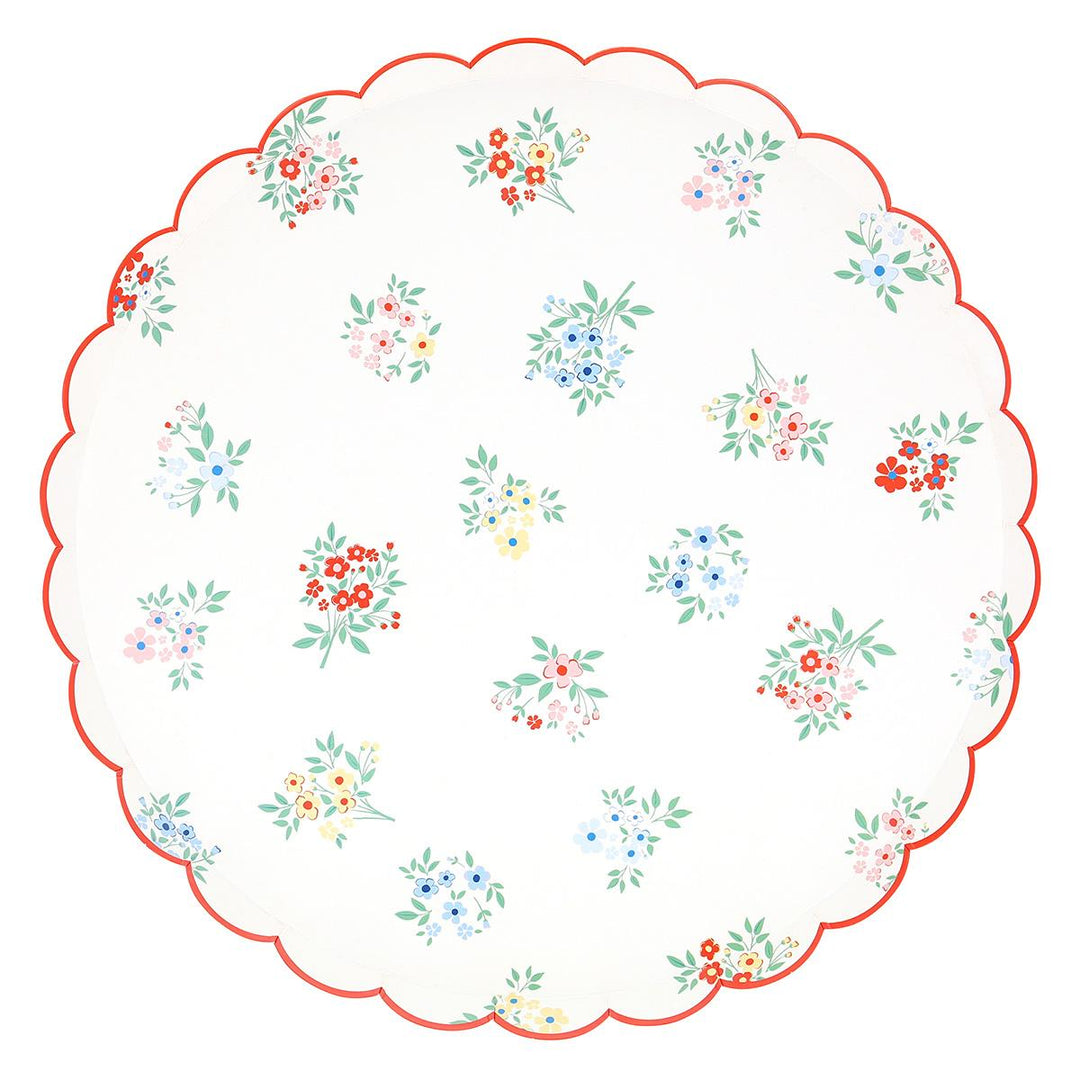 Ditsy Posy Scalloped Dinner Party Plates x 8 | Meri Meri party plates Ditsy Posy Scalloped Dinner Party Plates x 8