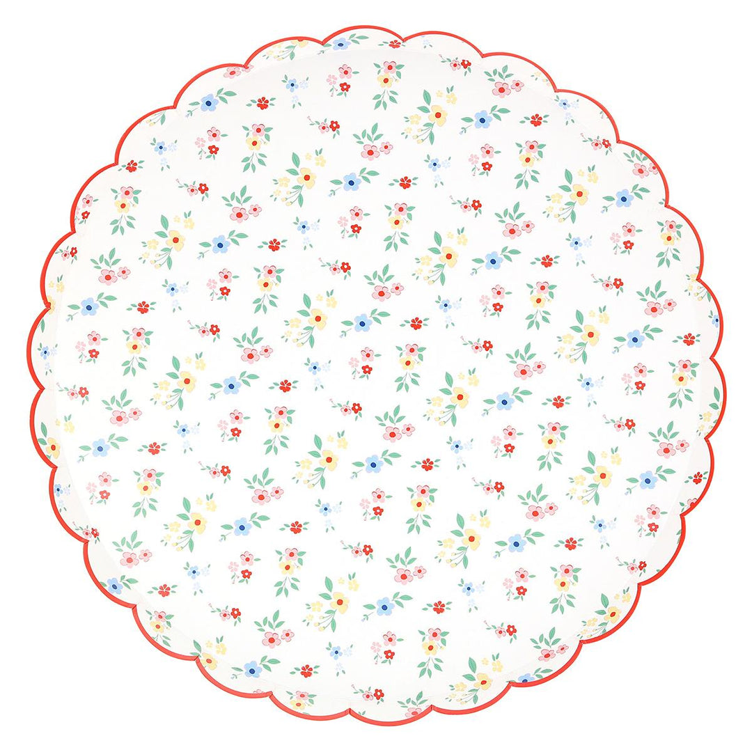 Ditsy Posy Scalloped Dinner Party Plates x 8 | Meri Meri party plates Ditsy Posy Scalloped Dinner Party Plates x 8