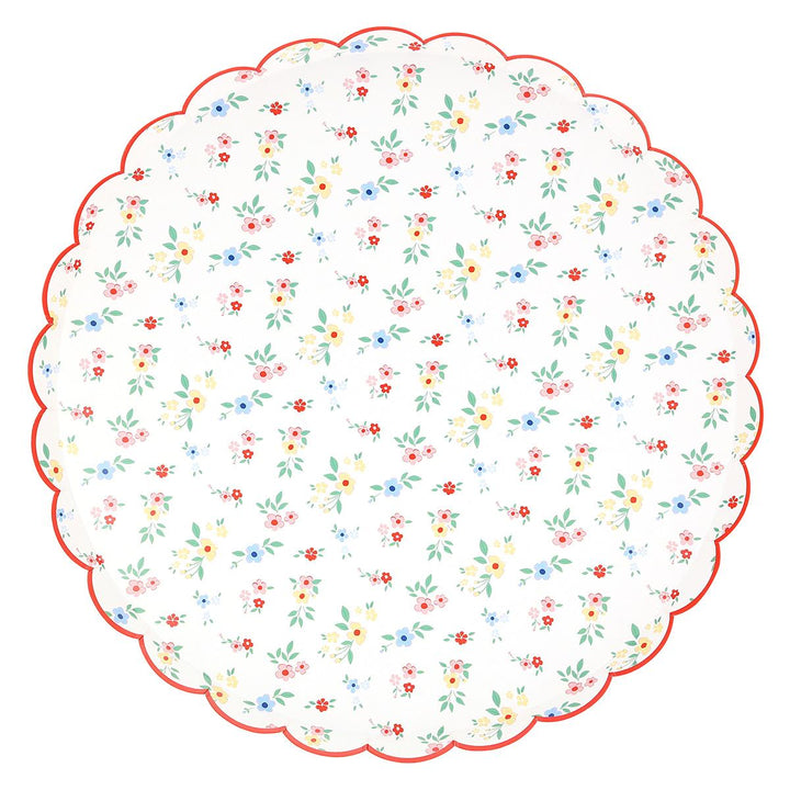 Ditsy Posy Scalloped Dinner Party Plates x 8 | Meri Meri party plates Ditsy Posy Scalloped Dinner Party Plates x 8