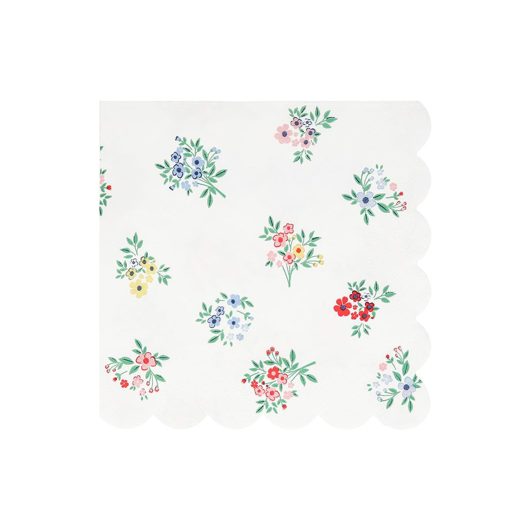Ditsy Posy Scalloped Large Party Napkins x 16 | Meri Meri party napkins Ditsy Posy Scalloped Large Party Napkins x 16