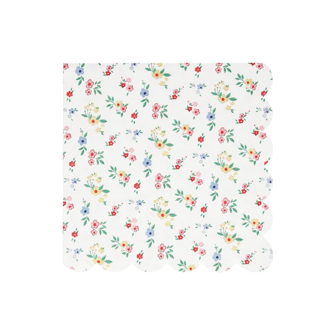 Ditsy Posy Scalloped Large Party Napkins x 16 | Meri Meri party napkins Ditsy Posy Scalloped Large Party Napkins x 16