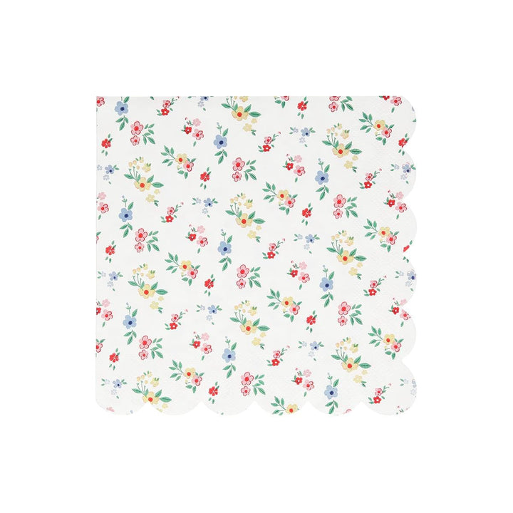 Ditsy Posy Scalloped Large Party Napkins x 16 | Meri Meri party napkins Ditsy Posy Scalloped Large Party Napkins x 16