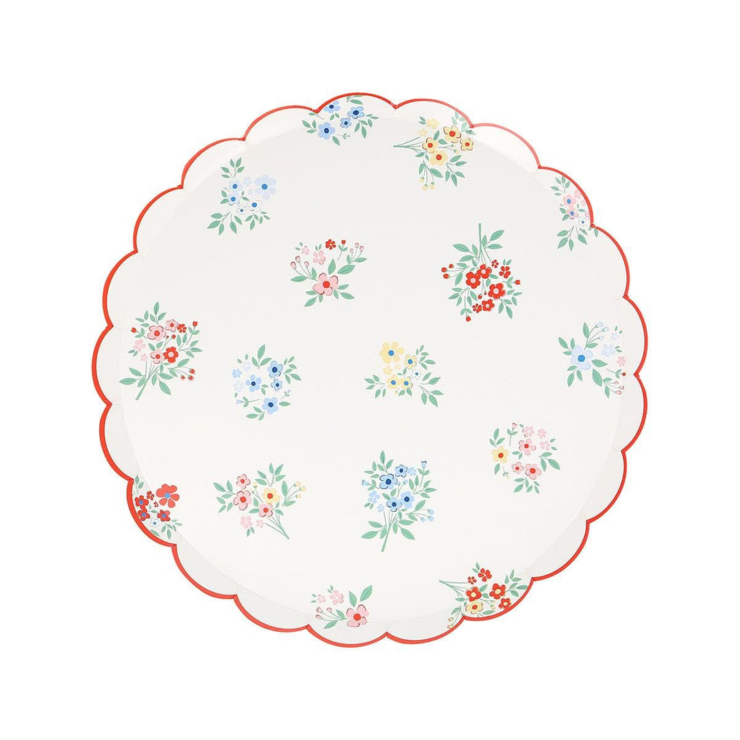 Ditsy Posy Scalloped Side Party Plates x 8 | Meri Meri party plates Ditsy Posy Scalloped Side Party Plates x 8