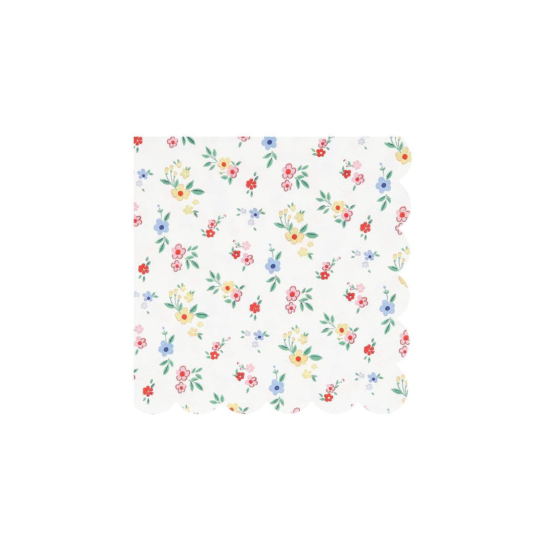 Ditsy Posy Scalloped Small Party Napkins x 16 | Meri Meri party napkins Ditsy Posy Scalloped Small Party Napkins x 16