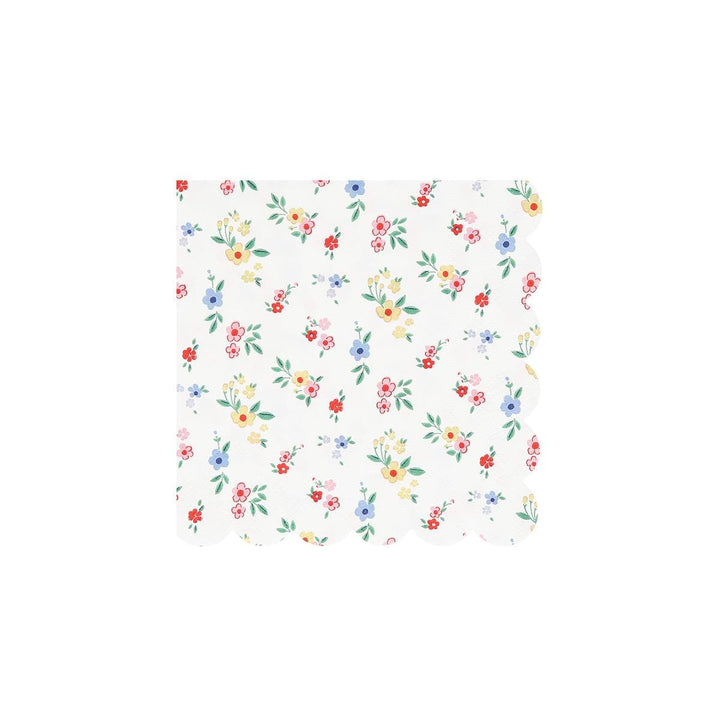 Ditsy Posy Scalloped Small Party Napkins x 16 | Meri Meri party napkins Ditsy Posy Scalloped Small Party Napkins x 16