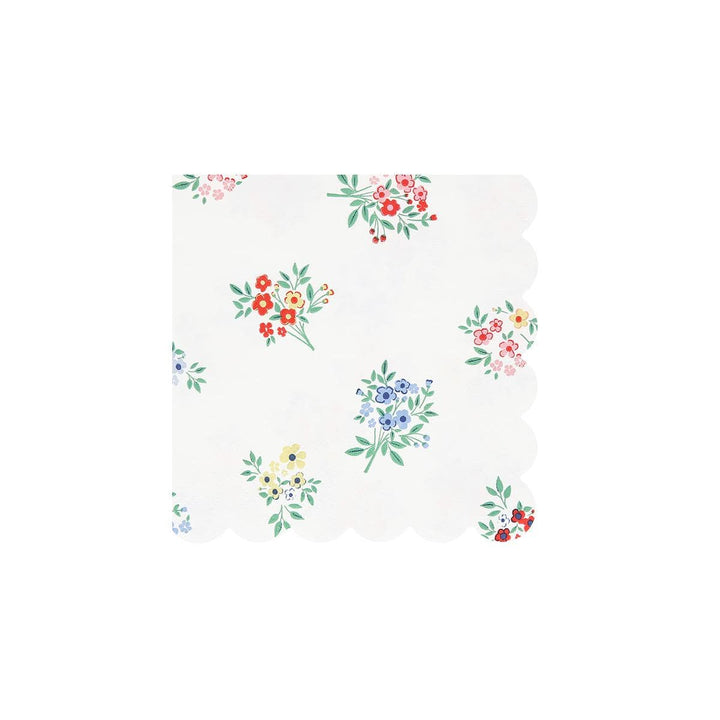 Ditsy Posy Scalloped Small Party Napkins x 16 | Meri Meri party napkins Ditsy Posy Scalloped Small Party Napkins x 16