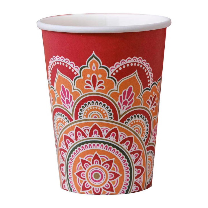 Diwali Table Decorations - Multicoloured Paper Diwali Plates x 8 Party Supplies Multicoloured Paper Diwali Cups x 8