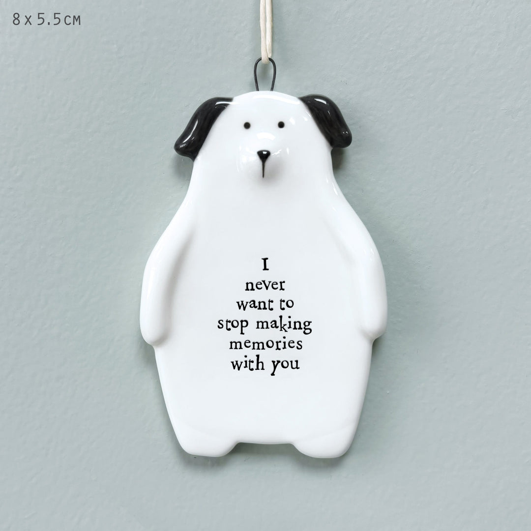 Dog Hanger Never Want to Stop Making Memories | East of India Hanging Decoration East of India Porcelain Dog Hanging Decoration - Never Want to Stop Making Memories