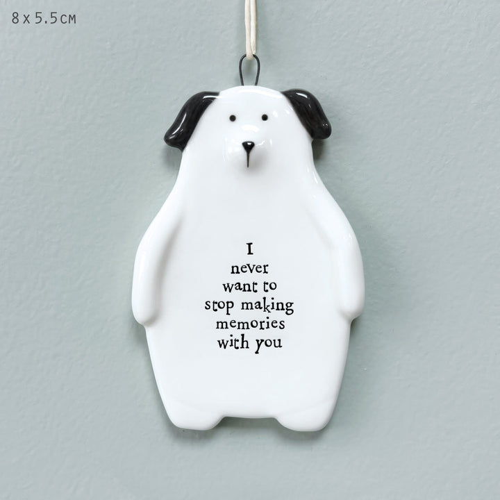 Dog Hanger Never Want to Stop Making Memories | East of India Hanging Decoration East of India Porcelain Dog Hanging Decoration - Never Want to Stop Making Memories