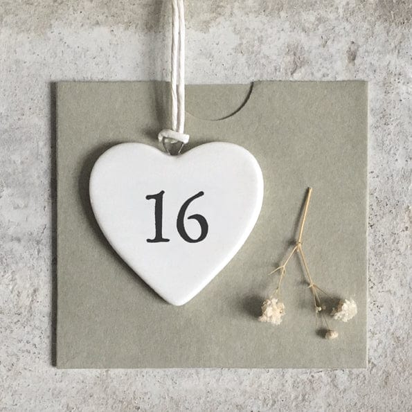 ornament East of India "16" Small Porcelain Heart Decoration
