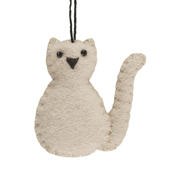 East of India Beige Felt Cat Hanging Decoration Hanging Decoration East of India Felt Cat Hanging Decoration - Beige