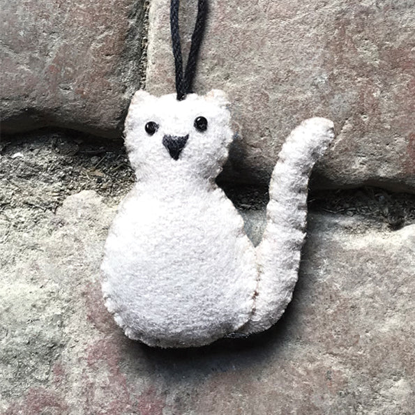 East of India Beige Felt Cat Hanging Decoration Hanging Decoration East of India Felt Cat Hanging Decoration - Beige