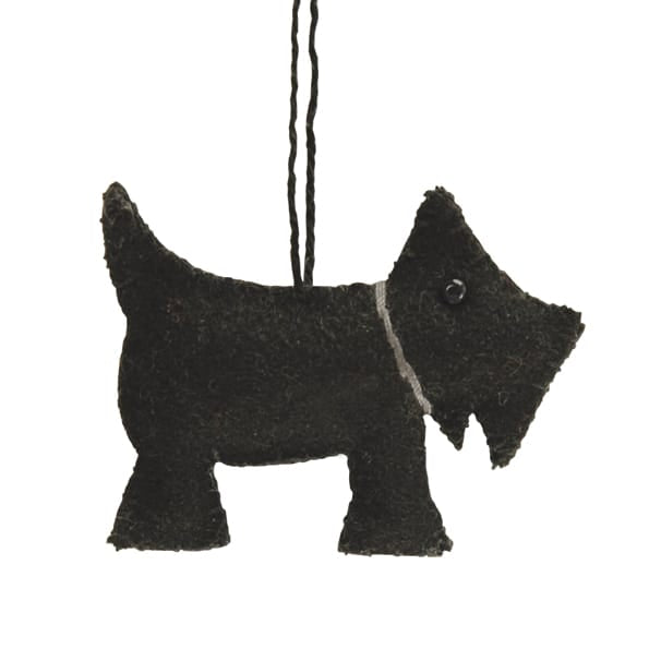 East of India Black Felt Scotty Dog Hanging Decoration Hanging Decoration East of India Felt Scotty Dog Hanging Decoration - Black