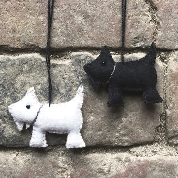 East of India Black Felt Scotty Dog Hanging Decoration Hanging Decoration East of India Felt Scotty Dog Hanging Decoration - Black