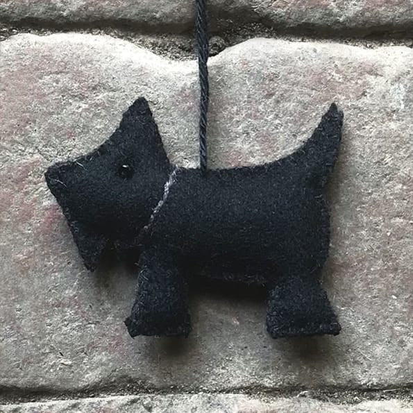 East of India Black Felt Scotty Dog Hanging Decoration Hanging Decoration East of India Felt Scotty Dog Hanging Decoration - Black