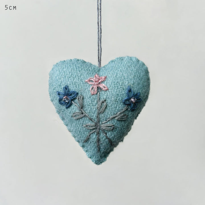 East of India Blue Embroidered Floral Heart gift East of India Embroidered Floral Heart - Blue