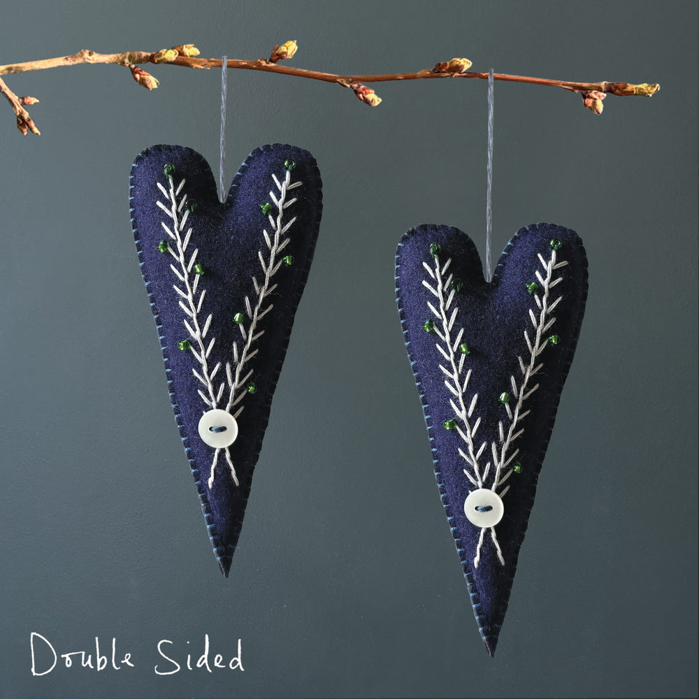 East of India Blue Embroidered Long Heart gift East of India Embroidered Long Heart - Blue