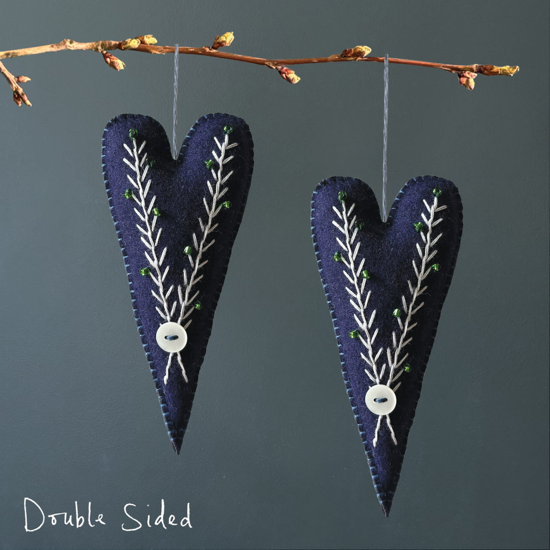 East of India Blue Embroidered Long Heart gift East of India Embroidered Long Heart - Blue
