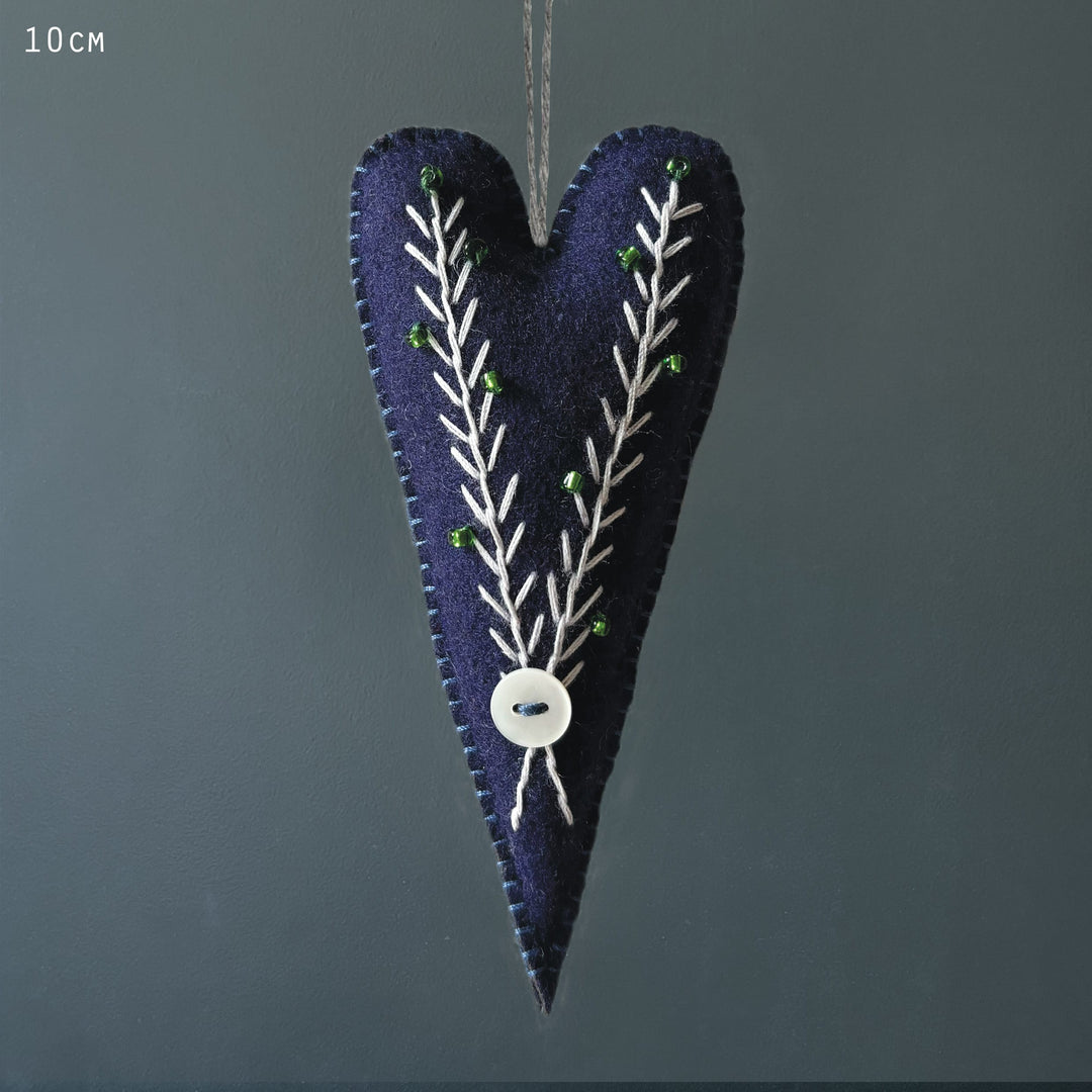 East of India Blue Embroidered Long Heart gift East of India Embroidered Long Heart - Blue